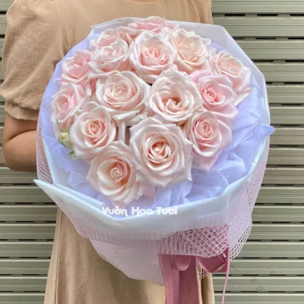 Bó Hoa Hồng Kem Dâu Sweetlove MyBeauty Ngọt Ngào Lãng Mạn, Tỏa Sắc Yêu Thương