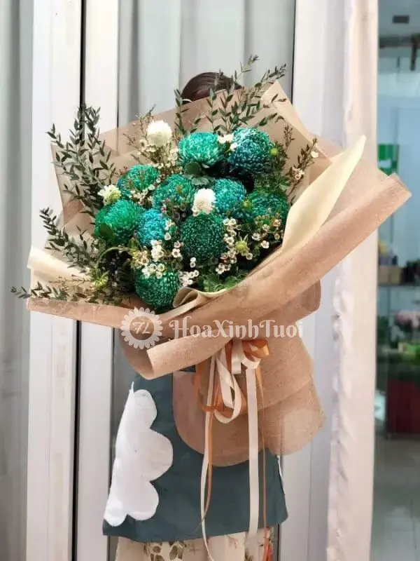 Bó Hoa Cúc Mẫu Đơn Xanh Sinh Nhật Ấn Tượng Khó Quên - Ảnh 1