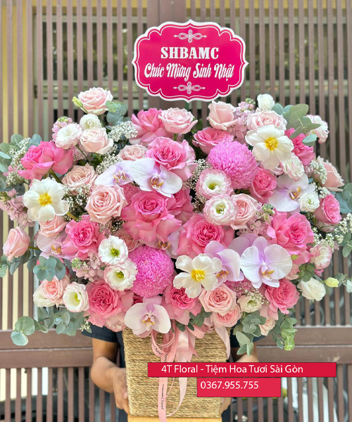 Giỏ Hoa Chúc Mừng Sinh Nhật Hồng – Đong Đầy Yêu Thương, Ngập Tràn Hạnh Phúc Giỏ Hoa Chúc Mừng Sinh Nhật Hồng - Đong Đầy Yêu Thương, Ngập Tràn Hạnh Phúc - Ảnh 1