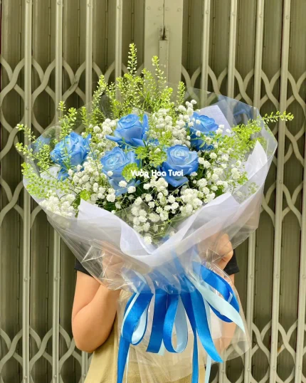 Bó Hoa Sinh Nhật Angel Blue Xanh Nhẹ Nhàng, Gửi Trọn Yêu Thương