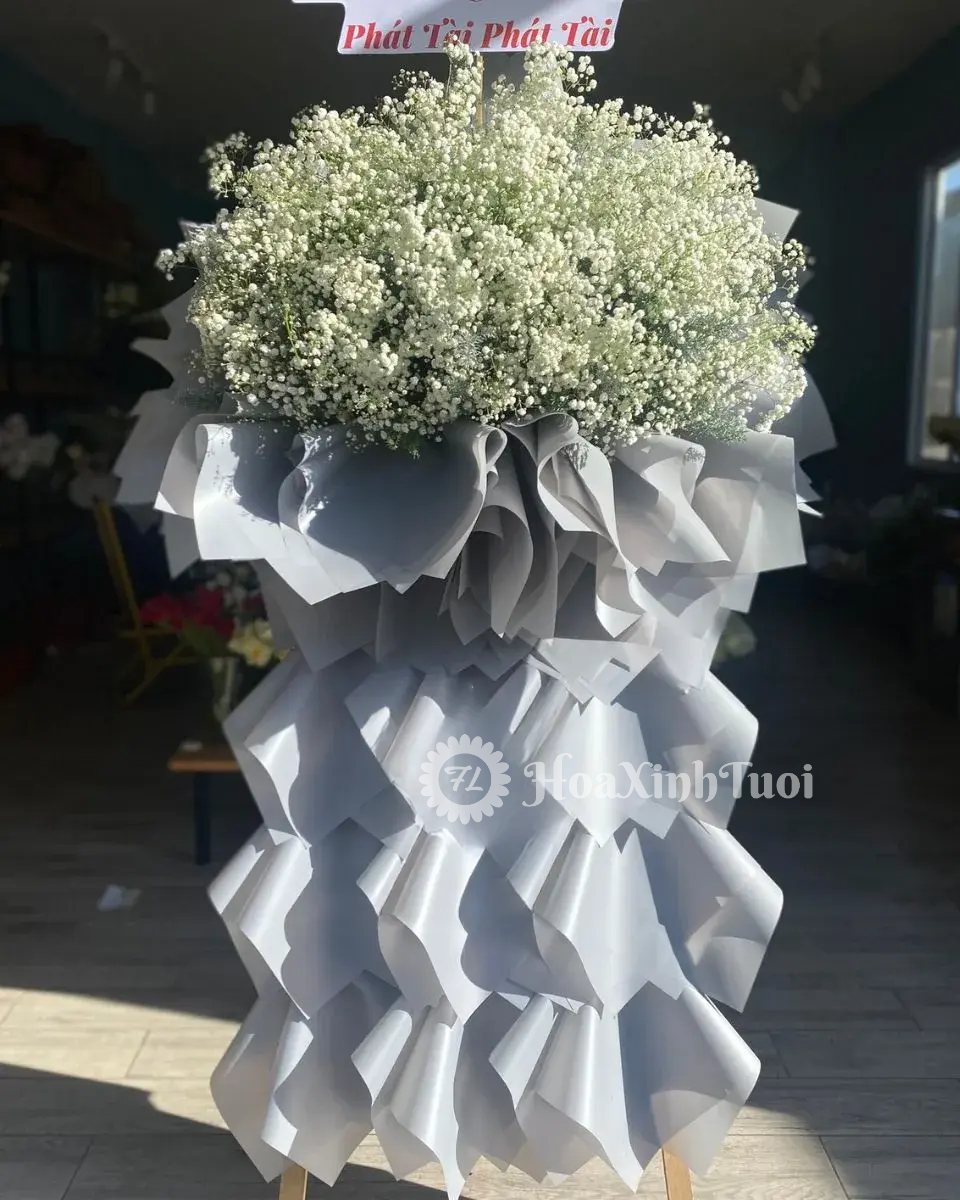 Kệ Hoa Vạn Phúc Khai Hoa Trắng Thanh Nhã Phong Cách Sang Trọng - Ảnh 1