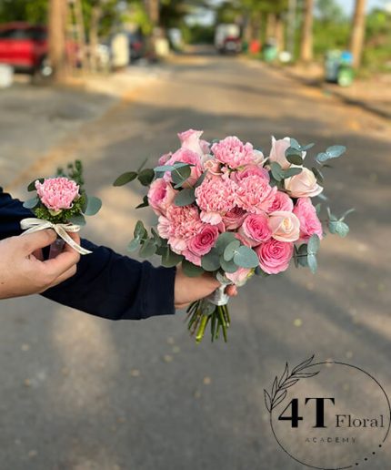 Bó Hoa Cưới Màu Hồng – Sắc Hoa Ngọt Ngào Cho Ngày Trọng Đại