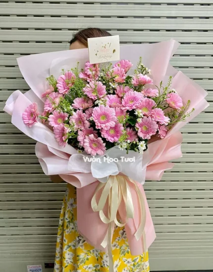 Bó Hoa Đồng Tiền Hồng Rực Rỡ Lan Tỏa Niềm Vui