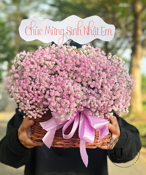 Giỏ Hoa Baby Tím Nhạt Mini – Nét Dịu Dàng Tinh Khiết Giỏ Hoa Baby Tím Nhạt Mini - Nét Dịu Dàng Tinh Khiết - Ảnh 1