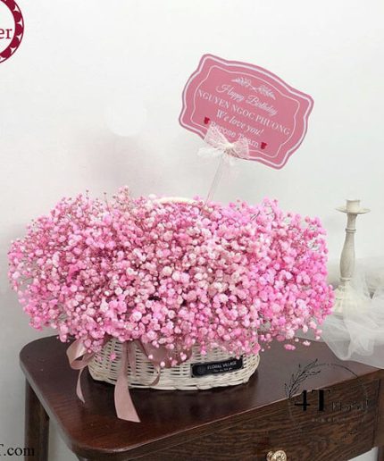 Giỏ Hoa Baby Hồng Nhạt – Dịu Dàng Lời Yêu Thương