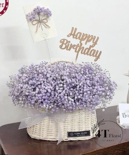 Giỏ Hoa Baby Tím Nhạt - Sắc Tím Dịu Êm, Gửi Trao Yêu Thương
