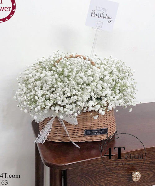 Giỏ Hoa Baby Trắng – Sắc Trắng Tinh Khôi Giỏ Hoa Baby Trắng - Sắc Trắng Tinh Khôi - Ảnh 1