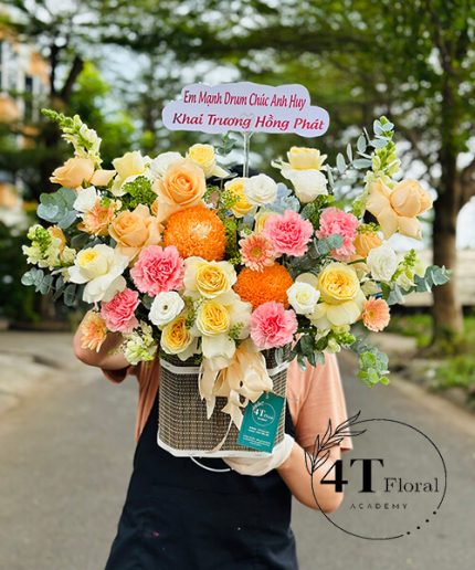 Giỏ Hoa Hiện Đại Tặng Khai Trương – Phong Cách Sang Trọng