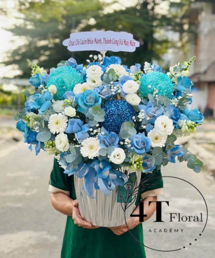 Giỏ Hoa Hồng Xanh Đẹp – Sắc Xanh Thanh Khiết, Gửi Lời Chúc An Lành