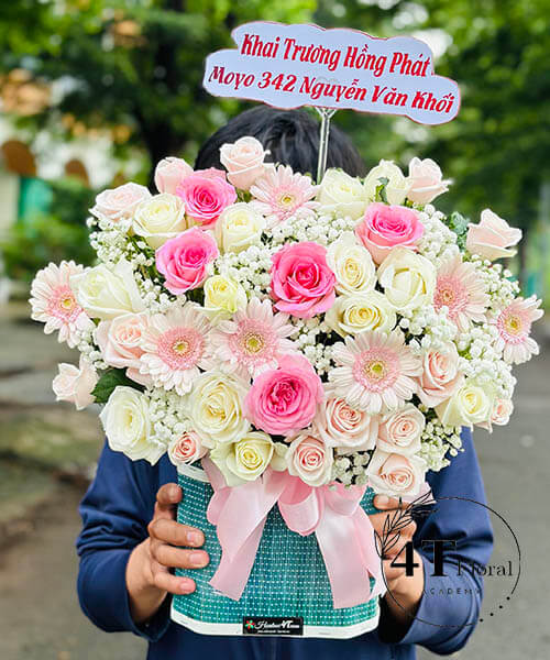 Giỏ Hoa Mừng Khai Trương Tone Hồng – Phong Cách Trẻ Trung, Sang Trọng Giỏ Hoa Mừng Khai Trương Tone Hồng – Phong Cách Trẻ Trung, Sang Trọng - Ảnh 1