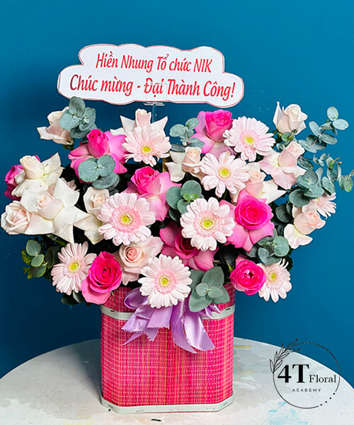 Giỏ Hoa Tone Hồng Chúc Mừng Khai Trương – Rực Rỡ Khởi Đầu May Mắn Giỏ Hoa Tone Hồng Chúc Mừng Khai Trương - Rực Rỡ Khởi Đầu May Mắn - Ảnh 1