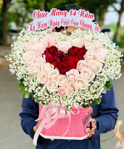 Giỏ Hoa Trái Tim - Gửi Trao Yêu Thương Trọn Vẹn
