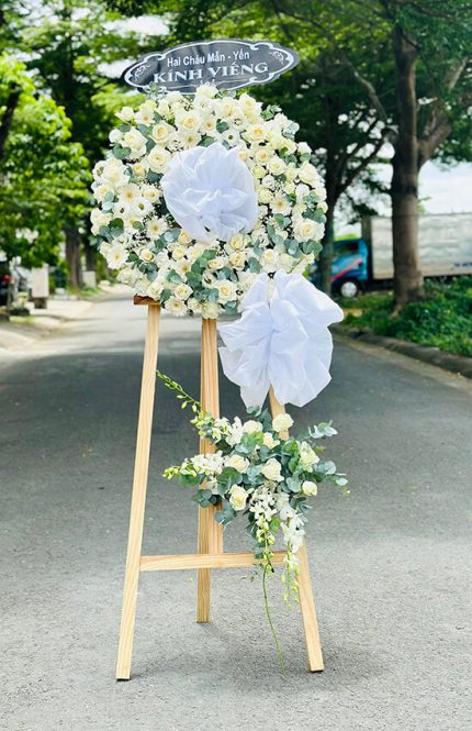 Kệ Hoa Tang Lễ Hồng Trắng Đồng Tiền - Sẻ Chia Yêu Thương, Tiễn Biệt Thanh Cao