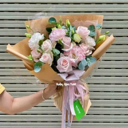 Bó Hoa Hồng Phấn Cổ Điển Sang Trọng Chúc Mừng Sinh Nhật
