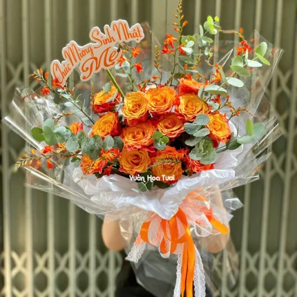 Bó Hoa Hồng Spirit Màu Hồng Hiện Đại Tặng Mẹ – Gửi Trao Yêu Thương