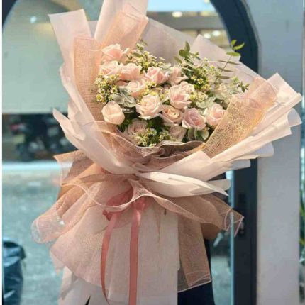 Bó Hoa Hồng Kem Bản Tình Ca Hạnh Phúc - Rực Rỡ Sắc Hồng Ngọt Ngào