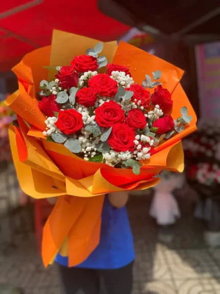 Bó Hoa Hồng Yên Bình Ngày Mới - Sắc Đỏ An Lành, Sớm Bình Yên