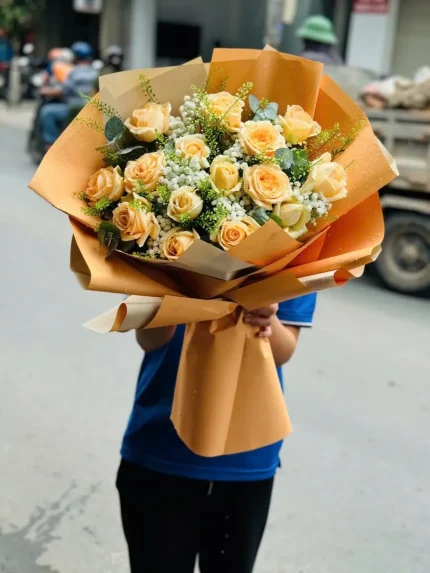 Bó Hoa Hồng Vàng Nụ Hôn Nắng Mai – Sắc Vàng Ngập Tràn Yêu Thương