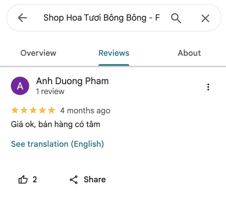 Đánh giá 5 sao - Hoa Tươi Quận 1